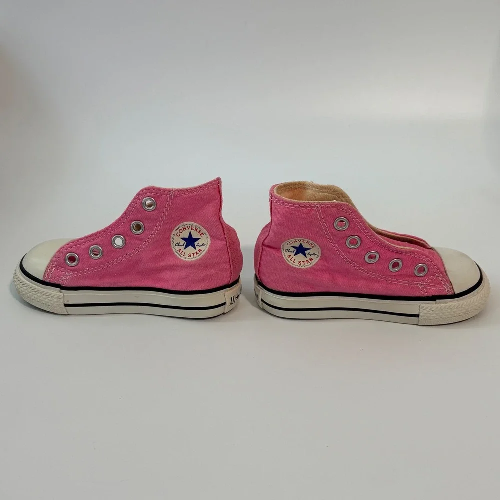 Converse Sneakers Pink High Top Toddler Baby Size 5 Pink‎ Pre-owned No Laces